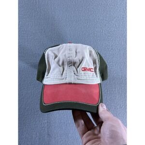 GMC Hat Cap Strap Back Mens One Size Beige Green Red Mesh Trucker Logo
